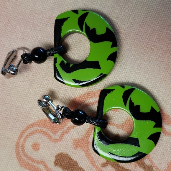 Vintage Earrings Wood Earrings Rope Earrings Beaded Earrings Dangle Earrings - Picture 2 of 10